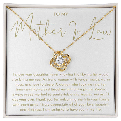 Mother In Law Gift (I Chose Your Daughter) Love Knot Necklace