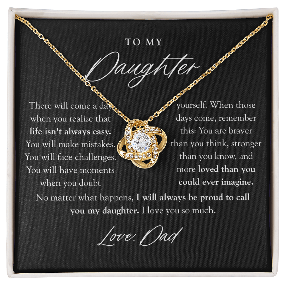 To My Daughter Necklace | Braver Than You Think Matte Black