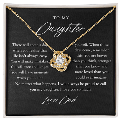 To My Daughter Necklace | Braver Than You Think Matte Black