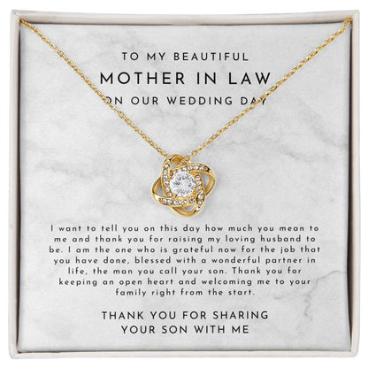 Mother In Law Gift (I Want To Tell You) Love Knot Necklace - Timeless Marble Collection