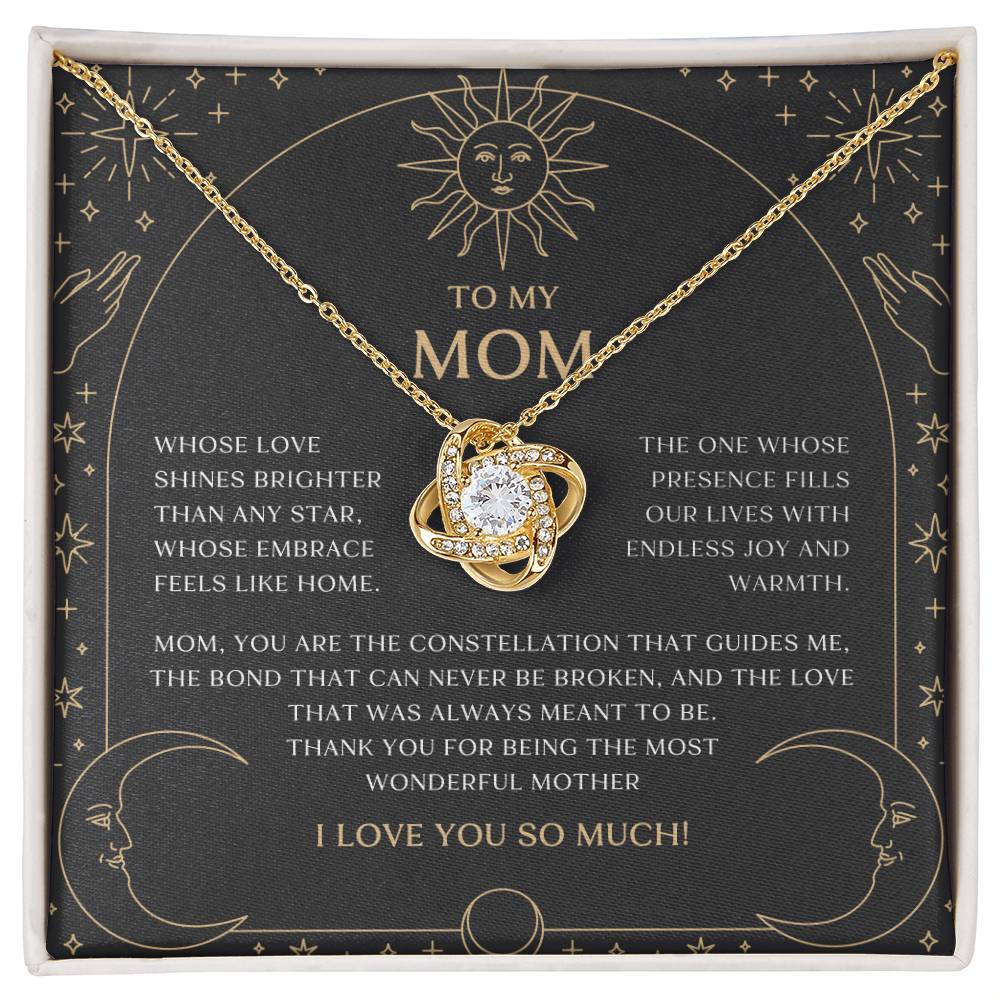 Celestial Moon and Stars Mom Love Knot Necklace