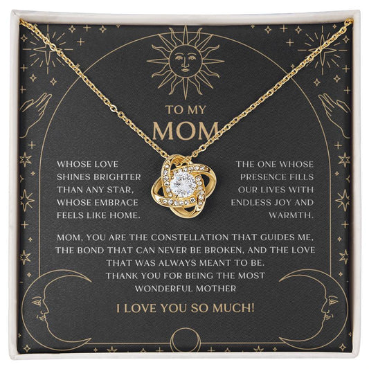 Celestial Moon and Stars Mom Love Knot Necklace