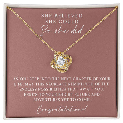 Rose Gold She Believed She Could Graduation Necklace