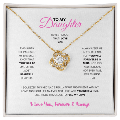 To My Daughter (Pages Of My Life) Love Knot Necklace