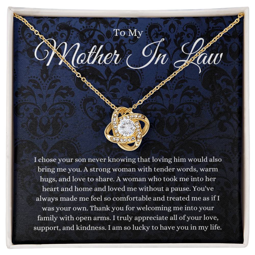 Mother In Law Gift (I Chose Your Son) Love Knot Necklace - Blue Lace Collection