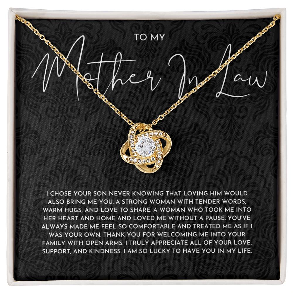 Mother In Law Gift (I Chose Your Son) Love Knot Necklace - Black Lace Collection