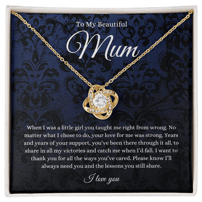 To My Mum Love Knot Necklace