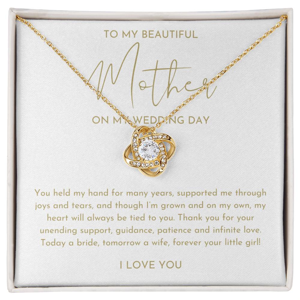 Mother Of The Bride Gift (You Held My Hand) Love Knot Necklace - Heartfelt Collection