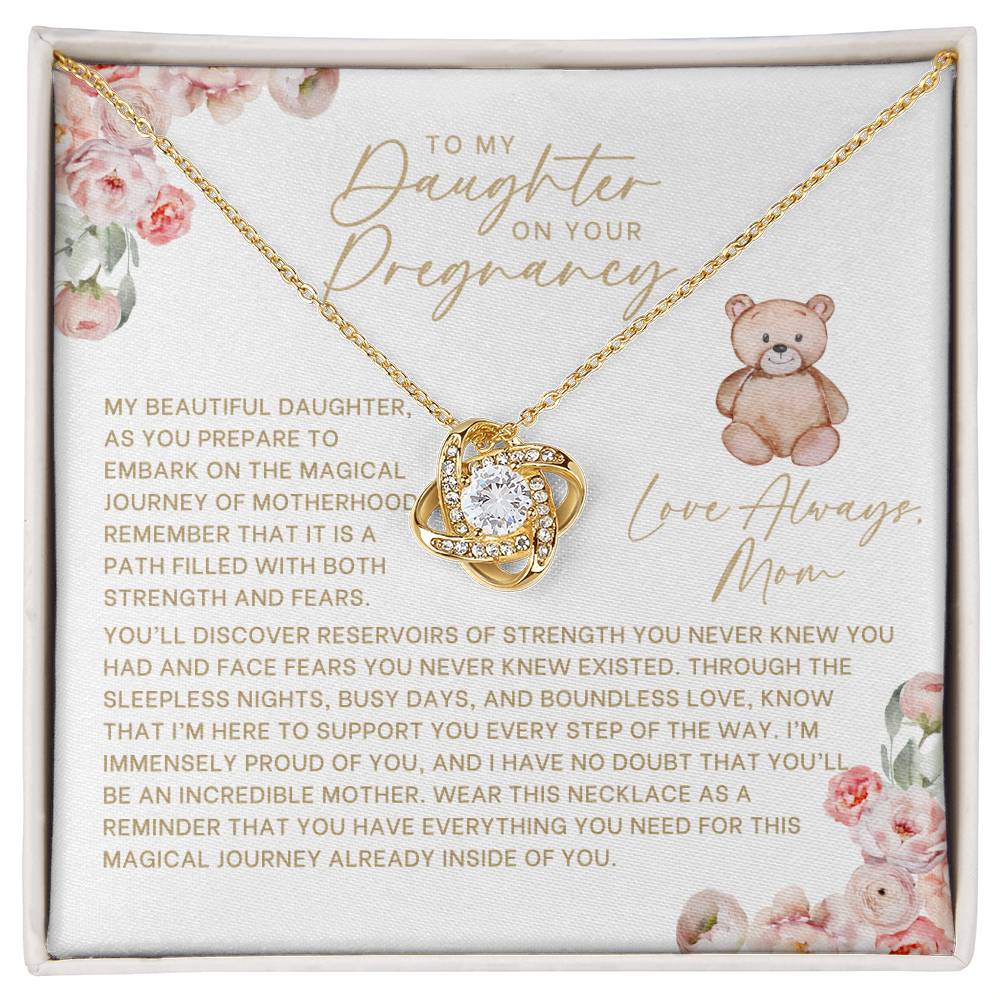 Floral and Bear Daughter Pregnancy Necklace