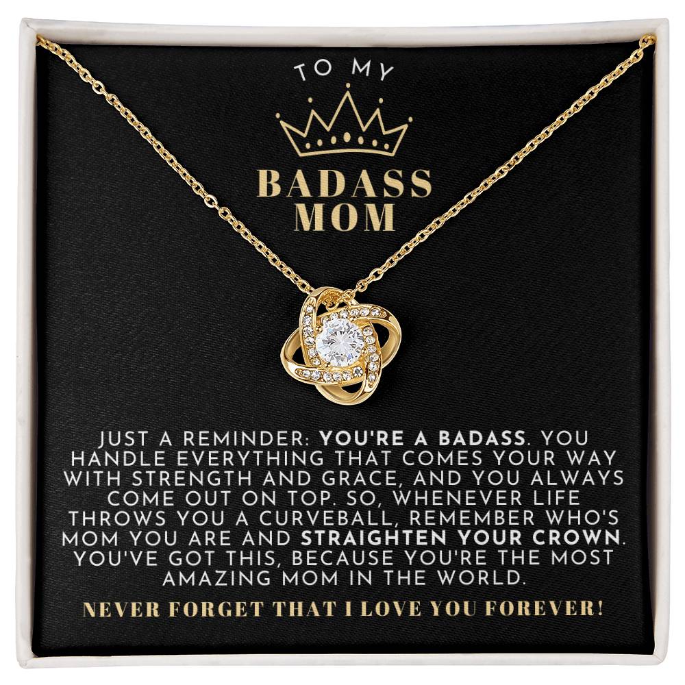 Black & Gold Badass Mom Necklace