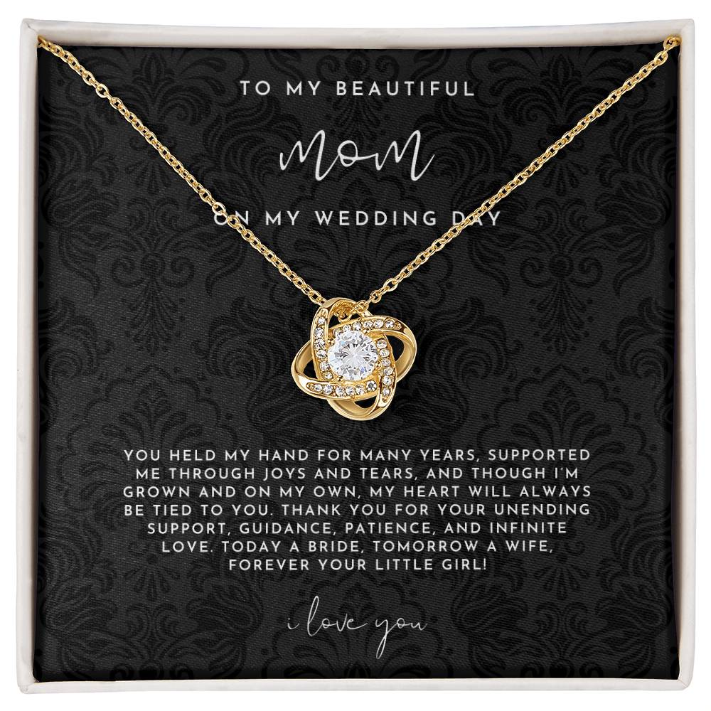 Mother Of The Bride Gift (You Held My Hand) Love Knot Necklace - Black Lace Collection