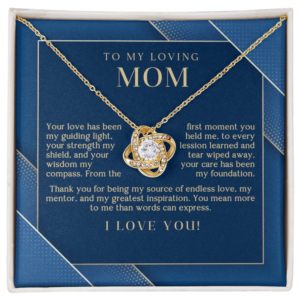 Navy and Gold Endless Love Mom Necklace