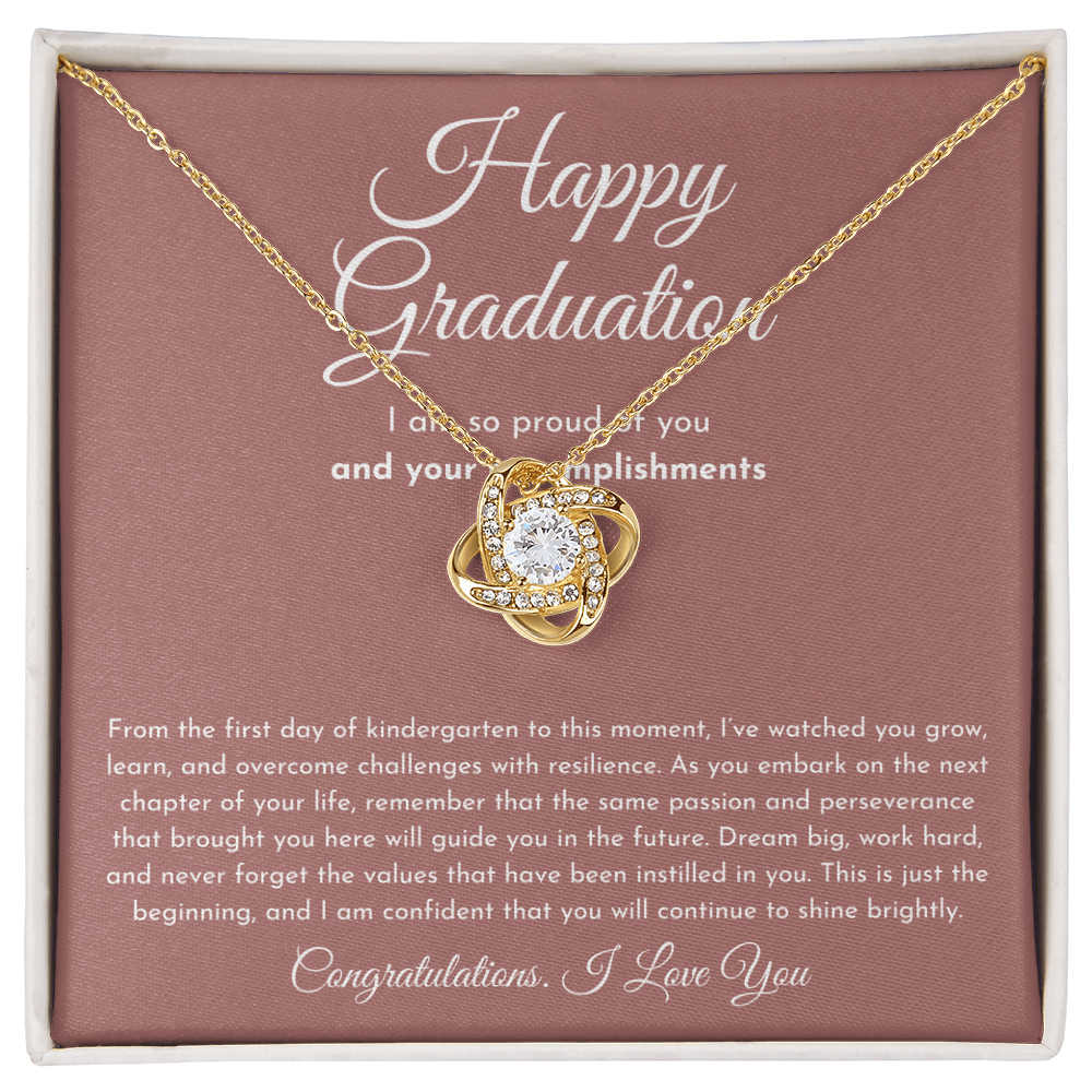 Happy Graduation (I Am So Proud) Love Knot Necklace