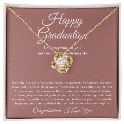 Happy Graduation (I Am So Proud) Love Knot Necklace