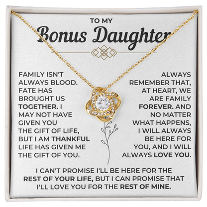 To My Bonus Daughter - Love Knot Necklace