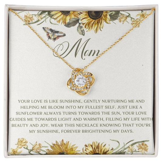 Love Like Sunshine Sunflower Mom Love Knot Necklace