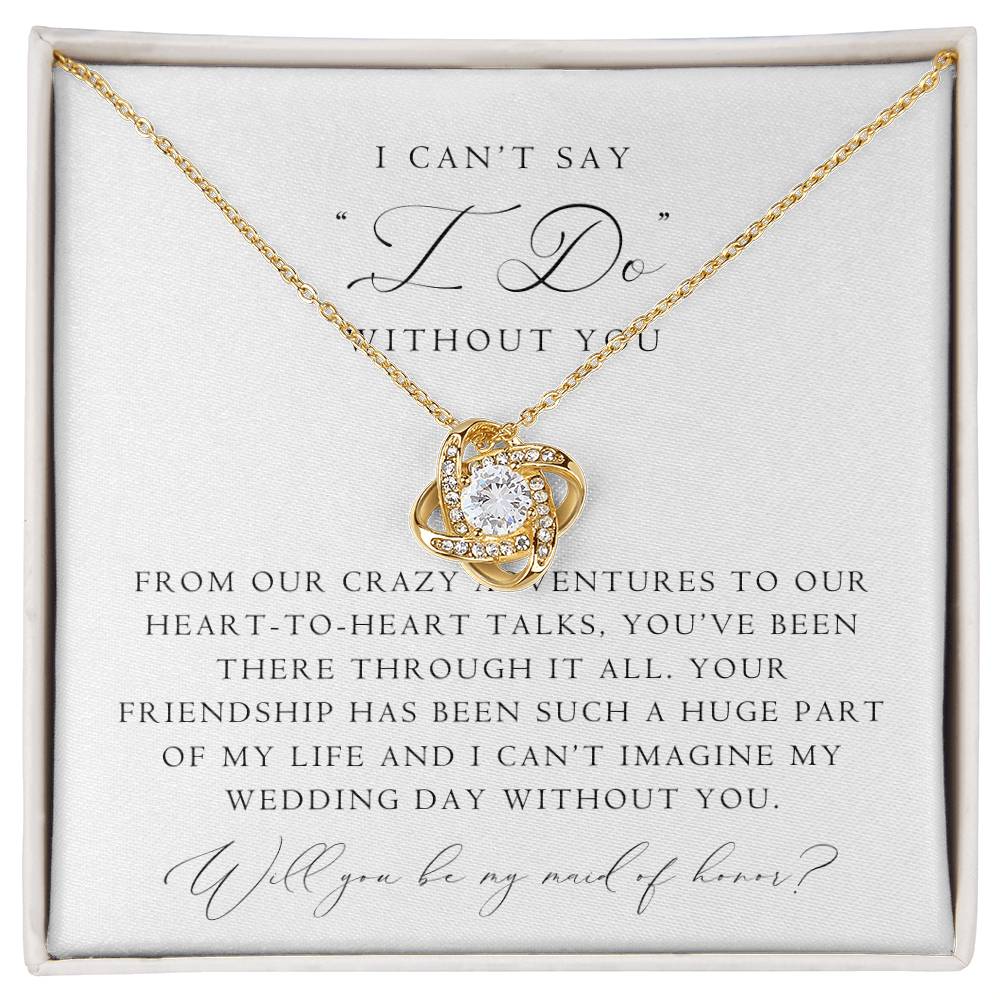 Maid of Honor Proposal Love Knot Necklace | Classic Script