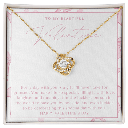 Pink Bow To My Valentine - Valentine's Day Necklace