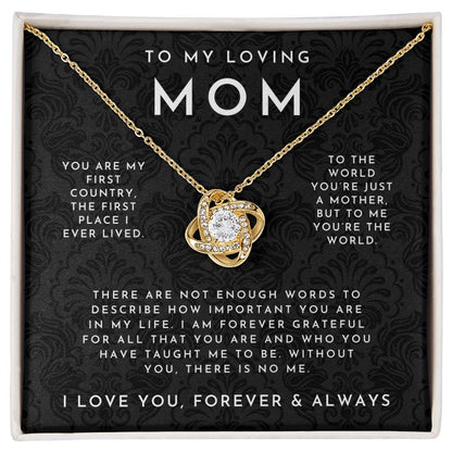 To My Loving Mom Love Knot Necklace