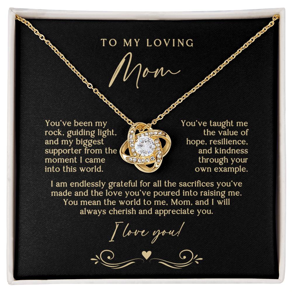 Black and Gold Cherished Mom Necklace