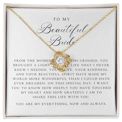 Bride Love Knot Necklace | Classic Script