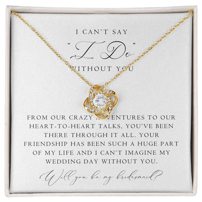 Bridesmaid Proposal Love Knot Necklace | Classic Script