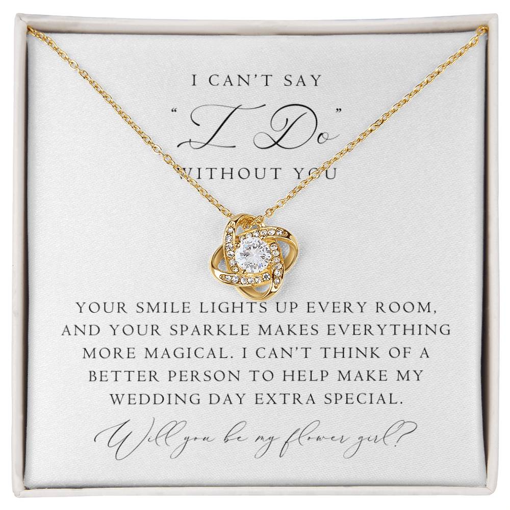 Flower Girl Proposal Love Knot Necklace | Classic Script