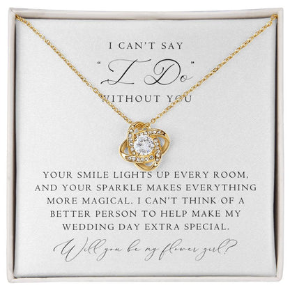 Flower Girl Proposal Love Knot Necklace | Classic Script