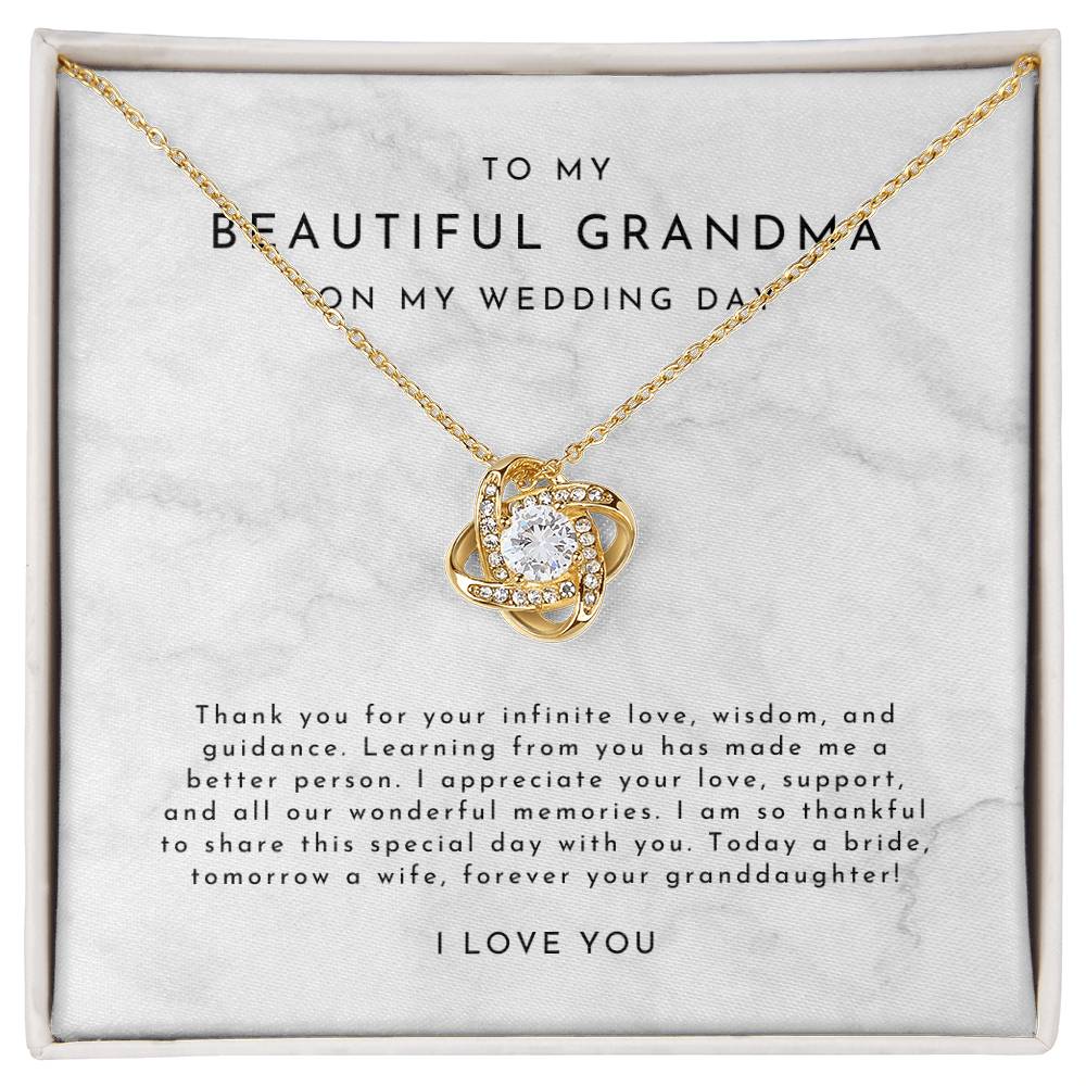 Grandmother Of The Bride Gift (Thank You For Your Infinite Love) Love Knot Necklace - Timeless Marble Collection