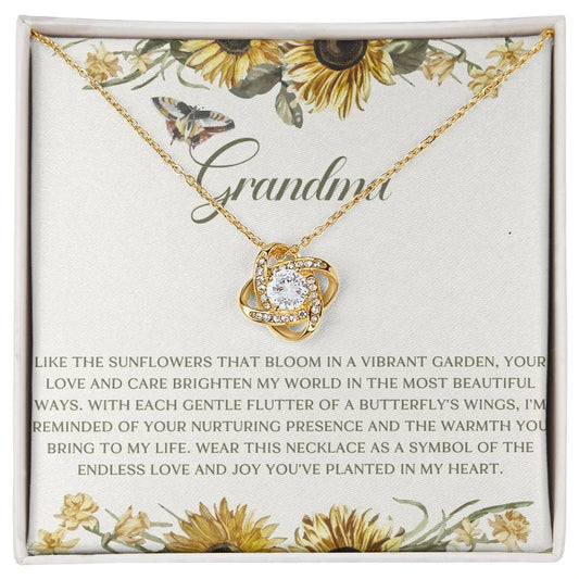 Sunflower & Butterfly Grandma Love Knot Necklace