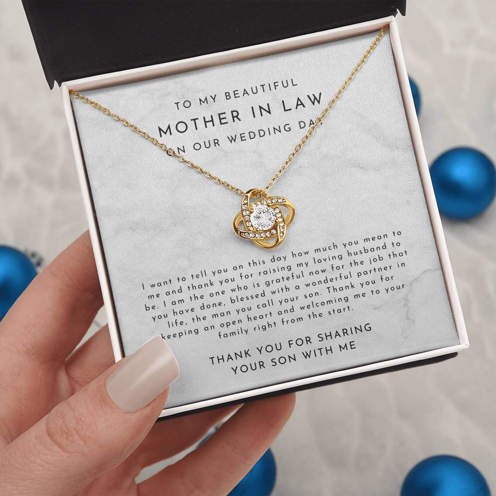 Mother In Law Gift (I Want To Tell You) Love Knot Necklace - Timeless Marble Collection