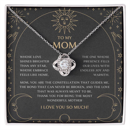 Celestial Moon and Stars Mom Love Knot Necklace