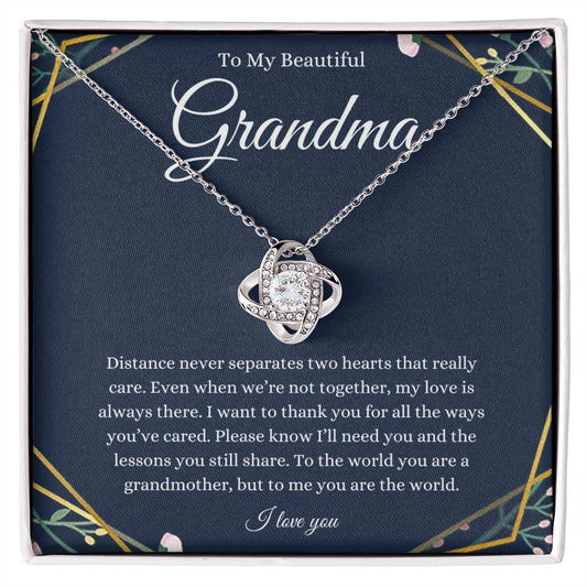 To My Beautiful Grandma Love Knot Necklace