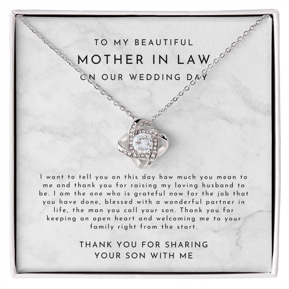 Mother In Law Gift (I Want To Tell You) Love Knot Necklace - Timeless Marble Collection