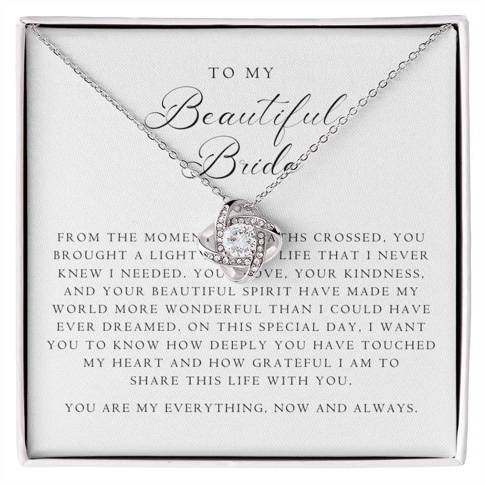 Bride Love Knot Necklace | Classic Script