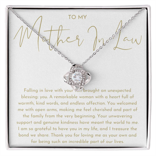 Mother In Law Gift (Falling In Love With Your Son) Love Knot Necklace - Heartfelt Collection