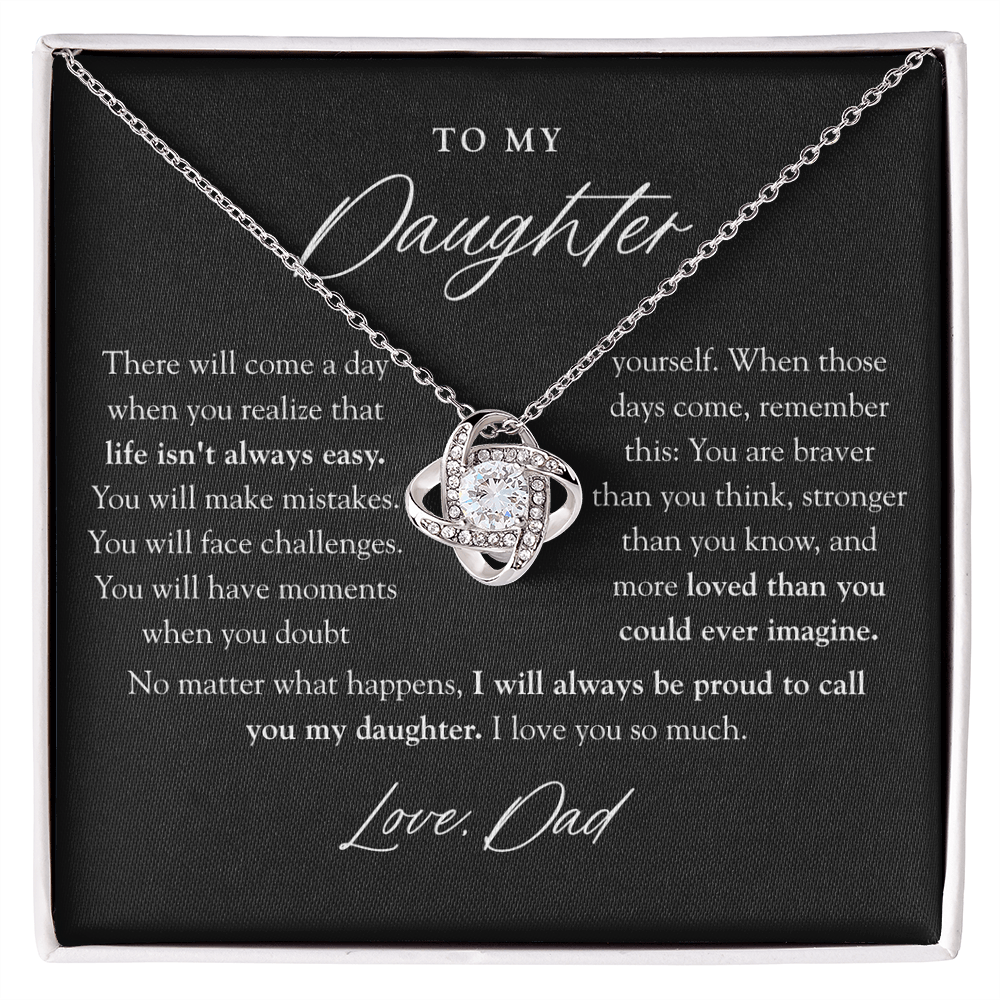 To My Daughter Necklace | Braver Than You Think Matte Black