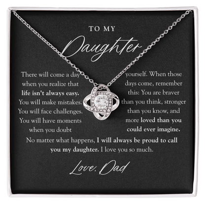 To My Daughter Necklace | Braver Than You Think Matte Black