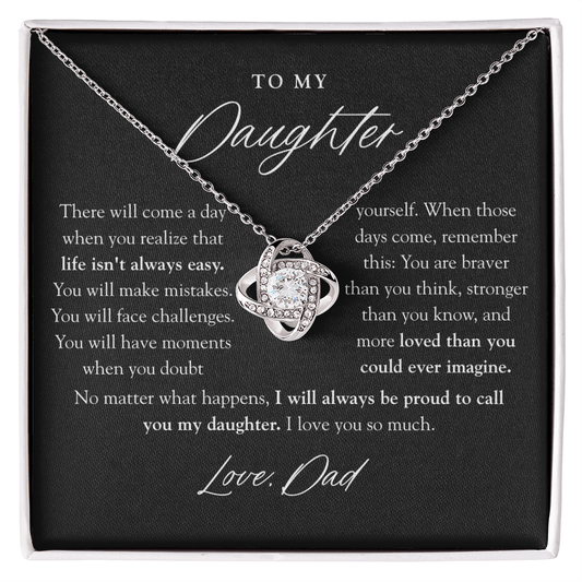 To My Daughter Necklace | Braver Than You Think Matte Black
