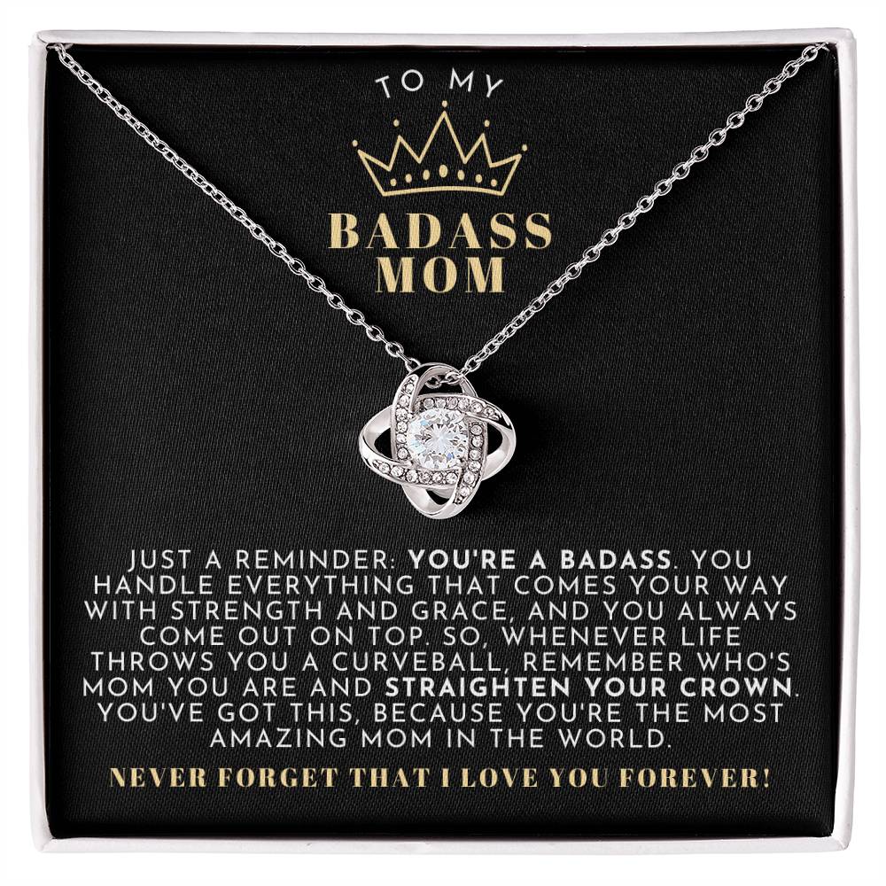 Black & Gold Badass Mom Necklace