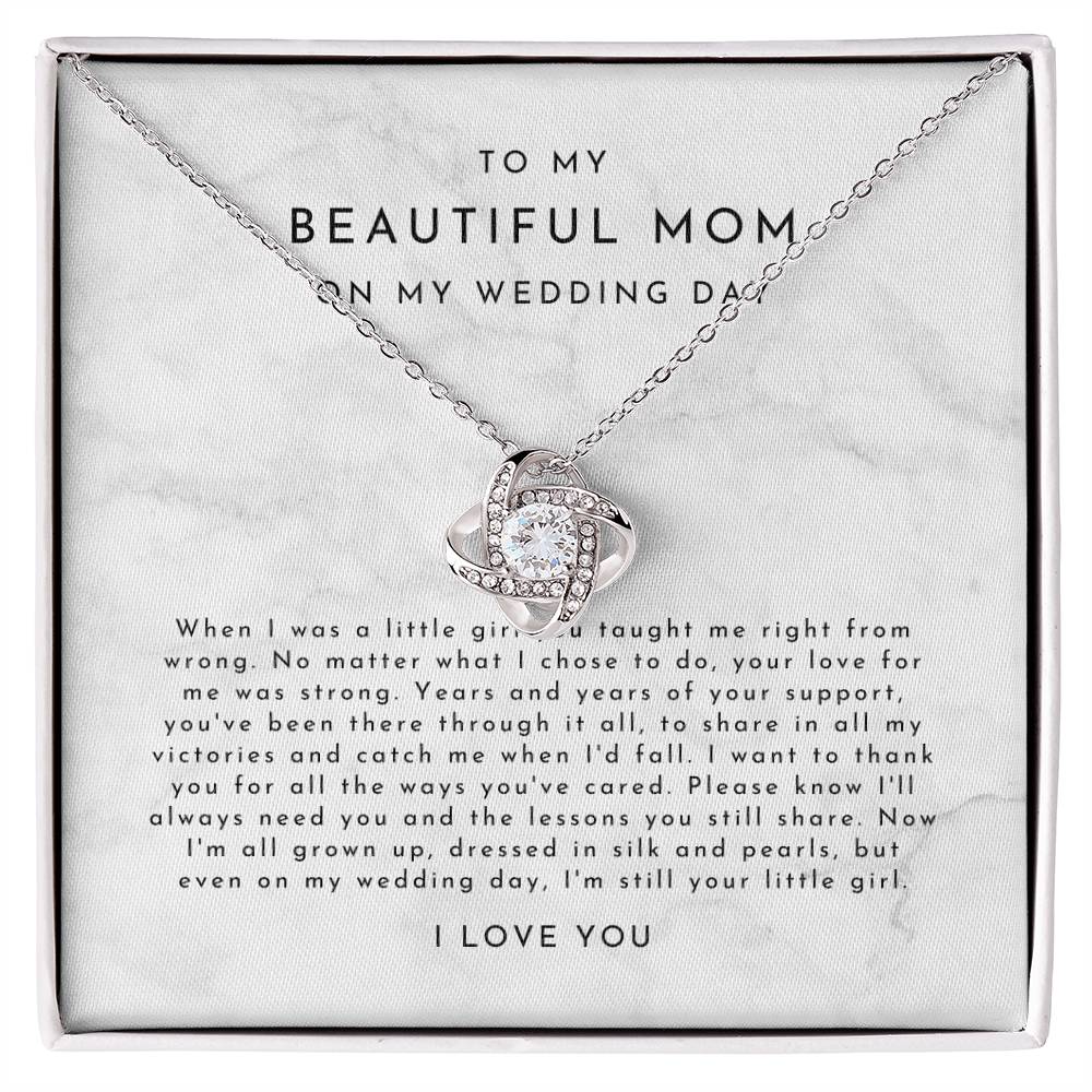 Mother Of The Bride Gift (When I Was A Little Girl) Love Knot Necklace - Timeless Marble Collection