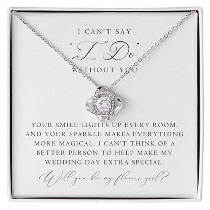 Flower Girl Proposal Love Knot Necklace | Classic Script