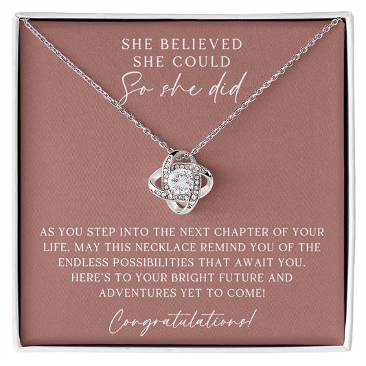 Rose Gold She Believed She Could Graduation Necklace