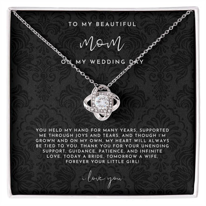 Mother Of The Bride Gift (You Held My Hand) Love Knot Necklace - Black Lace Collection