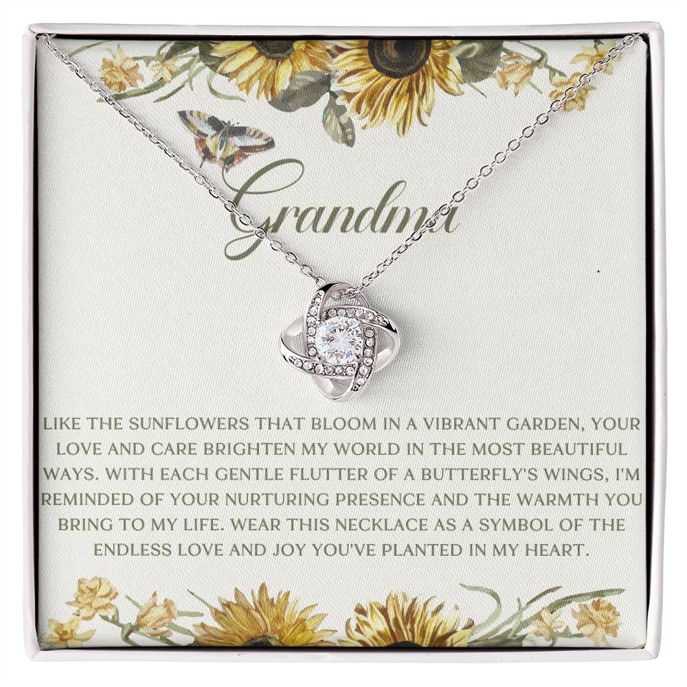 Sunflower & Butterfly Grandma Love Knot Necklace