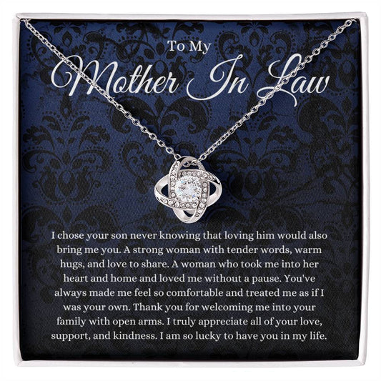 Mother In Law Gift (I Chose Your Son) Love Knot Necklace - Blue Lace Collection