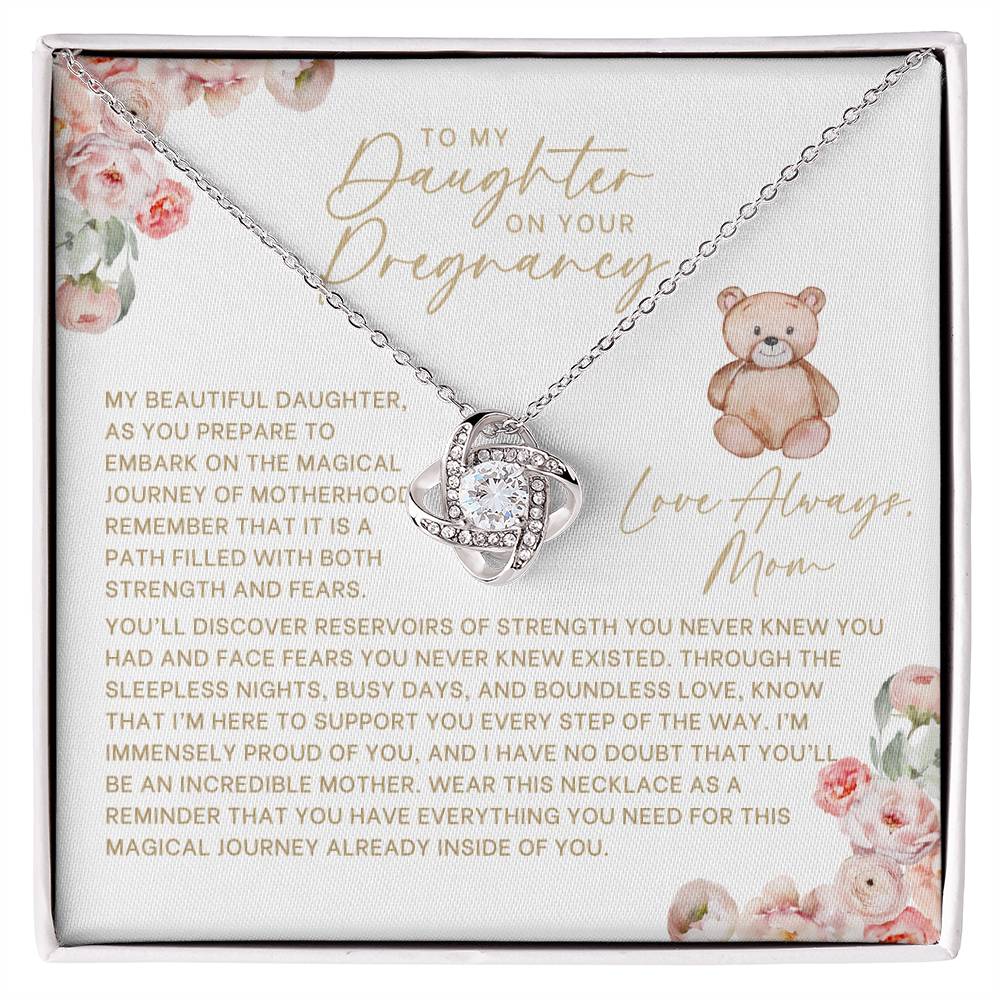 Floral and Bear Daughter Pregnancy Necklace