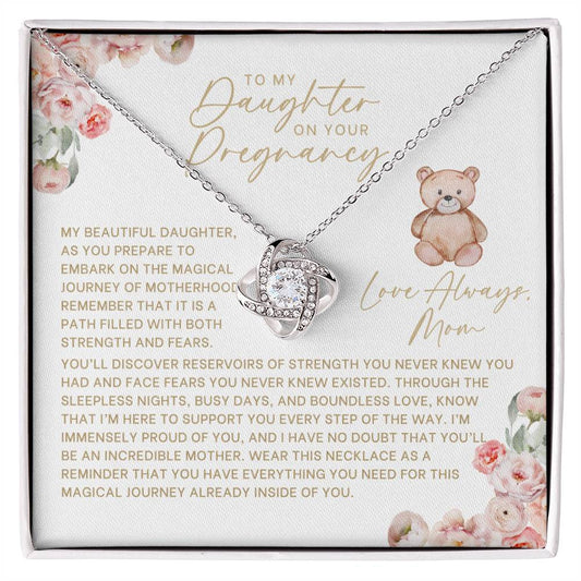 Floral and Bear Daughter Pregnancy Necklace