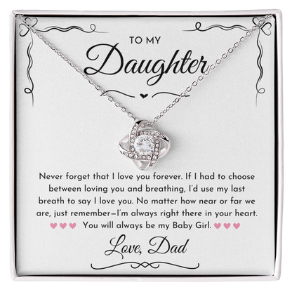 To My Daughter (Never Forget) Love Knot Necklace