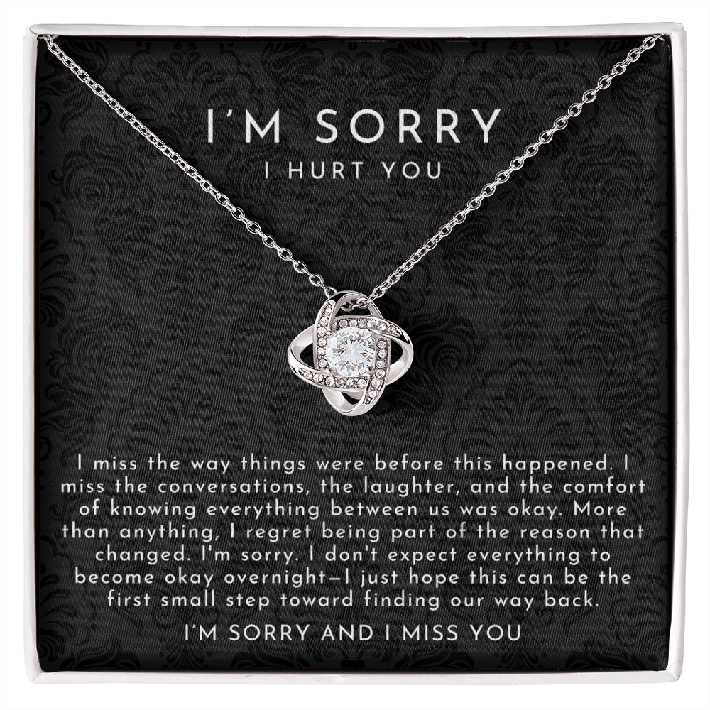 I'm Sorry Apology Love Knot Necklace | I Miss You Black Lace